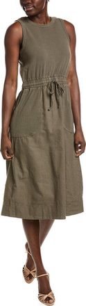 Michael Stars Wilhelmina Mixed Media Linen-Blend Midi Dress