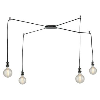 Luce-Ambiente-Design L&aacute;mpara de techo de cuatro luces con cables de tela negro