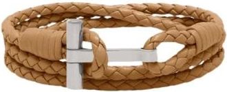 Tom Ford Braided Leather T Bracelet - unisex - Tom Ford - Bracelets - Brown - XL - Accessories