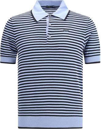 Prada Mens Striped Cotton Polo Shirt - Light Blue - Size EU 48 (Mens)