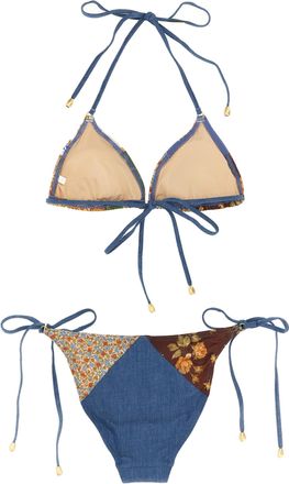 Zimmermann Cotton Patchwork Bikini - Blue