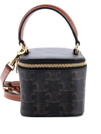 Celine Top Handle Square Vanity Case Triomphe Coated Canvas Mini shoulder bag - Bruin