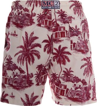 MC2 Saint Barth Mens Swim Shorts Gustavia Red Jouy St Barth Polyester