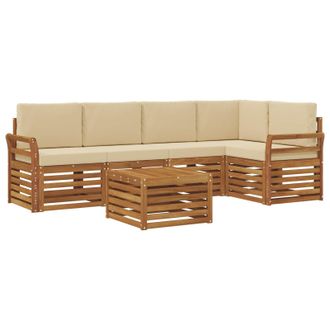 vidaXL Conjunto De Sof&aacute; Seccional Con Coj&iacute;n 6 Pcs Natural Y Beige Vidaxl