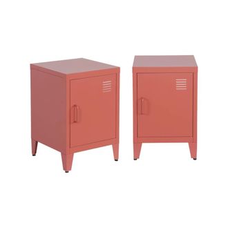Sweeek Mesita industrial con 1 puerta, set de 2, terracotta