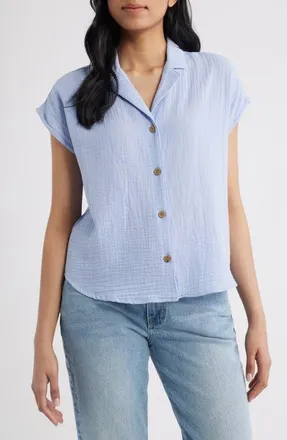 Beach Lunch Lounge Lexi Gauze Top in Light Denim at Nordstrom, Size X-Small