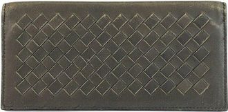 Bottega Veneta Grey Intrecciato Leather Long Wallet (Authentic Pre-Loved)