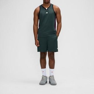 New Balance Uomo Basketball Performance Mesh Short in Verde/Bianco, Taglia XL