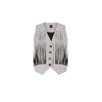 Pinko Boretto Lino Cotton Flamed Vest Ss26 - female - PINKO - Waistcoats - Gray - M - Jackets