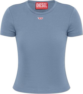 Diesel T-Shirts, female, Blue, Size: 2XS T-Ele-Long-D T-shirt