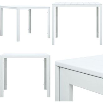 vidaXL Tavolino da Salotto Bianco 78x78x74 cm HDPE Aspetto Legno - Tavolino allaperto - Tavolino in legno sintetico