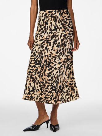Y.A.S Midirock Y.A.S YASPELLA HW MIDI SKIRT S. NOOS, Damen, Gr. XXL (44), schwarz (schwarz aop:leo print), Web, Obermaterial: 97% Polyester, 3% Elasthan, an