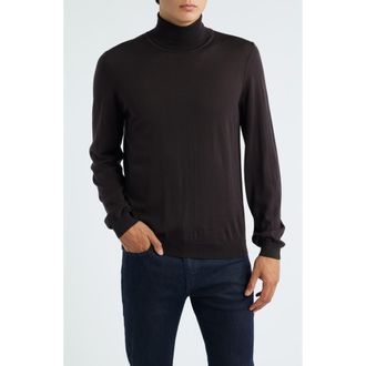 BOSS Musso Virgin Wool Turtleneck Sweater in Dark Brown at Nordstrom Rack, Size Xx-Large