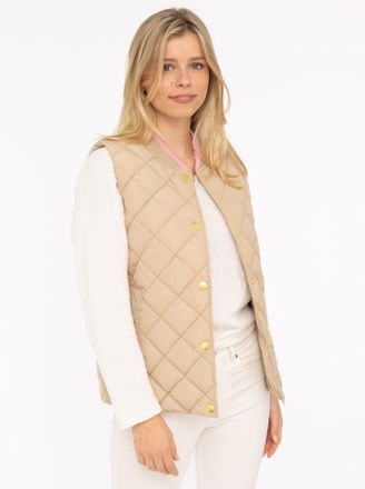 Zwillingsherz Steppweste ZWILLINGSHERZ Classic Diamond, Damen, Gr. XXL, beige, Steppware, Obermaterial: 100% Polyester, Basic h&uuml;ftbedeckend, ohne Ausschnitt, Westen
