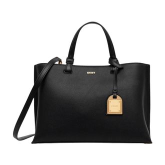 DKNY Alya Satchel - Dames - Handtassen - Zwart - ONE Size - Leer - Tassen