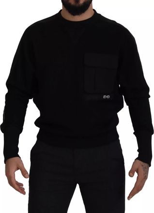 Dolce & Gabbana Mens Black Cotton Crewneck Sweatshirt Sweater Polyester Clothing