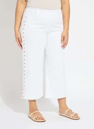 Lyss&eacute; Willa Scallop Studded Crop Denim Curvy (25 Inseam)