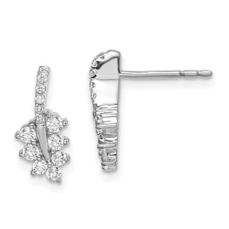 Diamond2Deal 14K White Gold 3/8 ct Lab Grown Diamond Leaf Stud Earrings VS Clarity, G-H Color