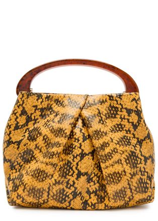 Dries Van Noten Crisp Snake-effect Leather top Handle bag - Yellow - One Size