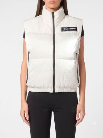 Plein Sport Gilet corto in nylon trapuntato con collo alto e zip