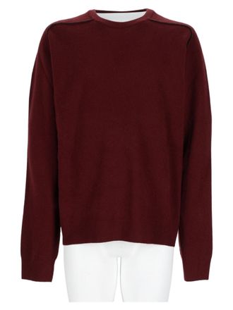 Maison Margiela Minimalist Round Neck Bordeaux Sweater In Virgin Wool