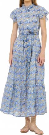 Oliphant Ruffle Collar Button Maxi Dress In Florence Blue