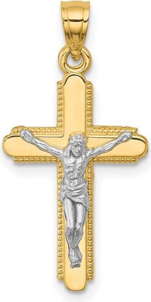 Diamond2Deal 10k Yellow Gold Rhodium Crucifix Pendant