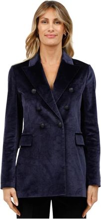 Circolo 1901 Fluwelen double-breasted jas - Dames - Blazers - Blauw - M - Jassen