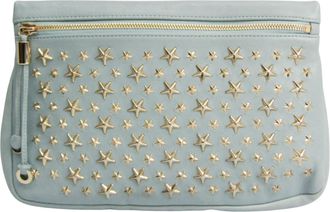 Jimmy Choo London Zena Blue Leather Clutch Bag (Pre-Owned)