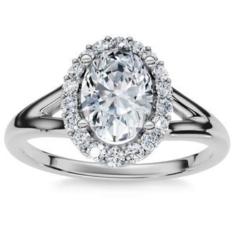 Pompeii3 1 1/5Ct Oval Diamond Halo Engagement Ring 14k Gold Lab Grown