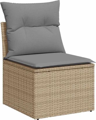 vidaXL Sof&aacute; De Jard&iacute;n Sin Reposabrazos Con Cojines Rat&aacute;n Pe Beige Vidaxl
