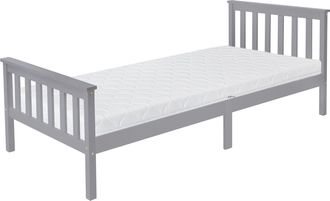 ML Design Ml-design Cama Infantil De Madera De Pino Color Gris Claro Con Colch&oacute;n 90 X 200 X 16 Cm De Espuma Fr&iacute;a Hipoalerg&eacute;nico Ergon&oacute;mico Estructura De Listone