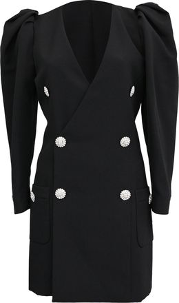 Alessandra Rich Wrap Dress in Black Virgin Wool