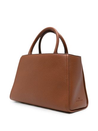 Elisabetta Franchi Geometric Gold-Tone Plaque Tote Bag - Brown