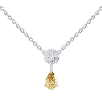Diamond2Deal 14k Two-tone Gold 1.3 Ct PearCut Yellow & White Lab Grown Diamond Pendant Necklace 18 VVS-VS