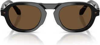 A|X Armani Exchange 49mm Keyhole Pillow Sunglasses in Black /Dark Brown at Nordstrom