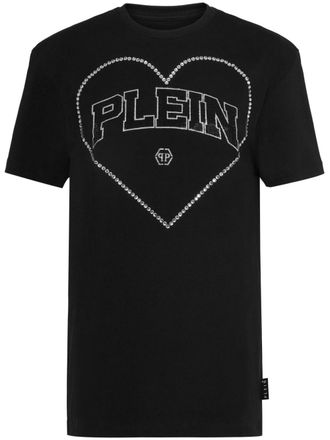 Philipp Plein Katoenen T-shirt met hartpatroon - Zwart