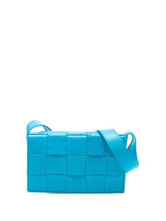 Bottega Veneta 2012-2025 Small Paper Calfskin Intrecciato Cassette crossbody bag - women - Calf Leather - One Size - Blue