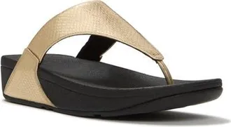 FitFlop Lulu Metallic Snake Toe-Post Sandals in Platino at Nordstrom, Size 8.5