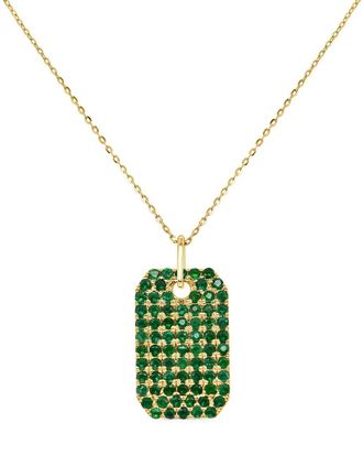 Sabrina Designs 14K 1.66 Ct. Tw. Diamond & Emerald Dog Tag Pendant