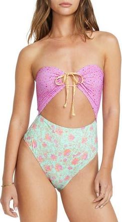 Billabong Folk Story Andrew One-Piece Swimsuit in Pink Multi at Nordstrom Rack, Size Medium