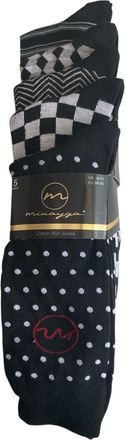 Generic Mens Socks, 5 Pairs, Black and Grey Patterns, Designer Collection, UK Size 6-11