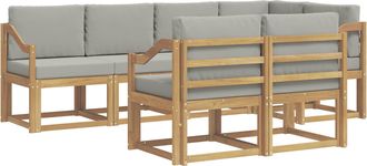 vidaXL Conjunto De Sof&aacute;s De Exterior 7 Uds. Blanco Y Gris Claro Vidaxl