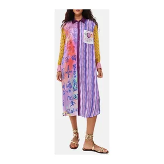 Me369 Shirt Dresses, female, Multicolor, Size: L Vestido camisero 126L70896