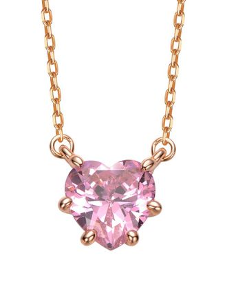 Rachel Glauber 18K Rose Gold Plated Cz Solitaire Necklace