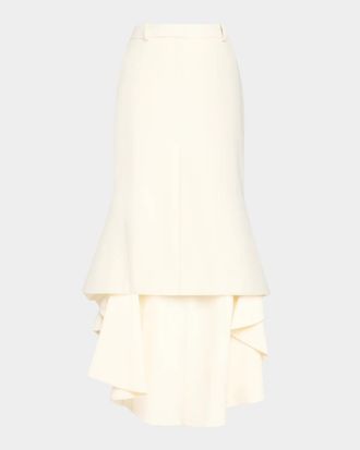Michael Kors High-Low Ruffle Wool Maxi Skirt