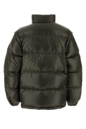 Prada Mens Olive Green Nylon Down Jacket Mimetico Recycledpolyamide Piumini
