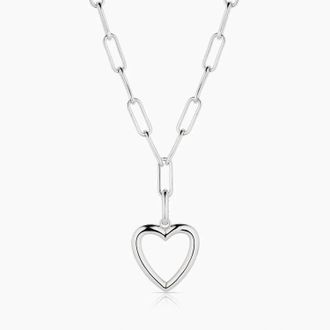 Thatch Womens Open Heart Necklace In Silver