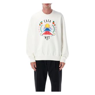 Casablanca Sweatshirts, male, Beige, Size: XL Mountain Embroidered Sweatshirt