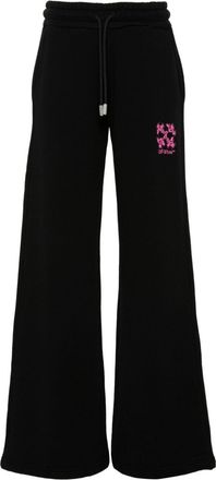 Off-white Arrows-embroidered straight trousers - women - Polyester/Cotton - L - Black